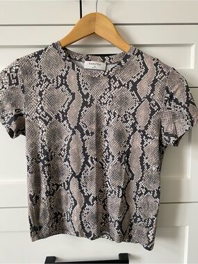 Babaton Snake-Print Crewneck Tee - Black & Cream